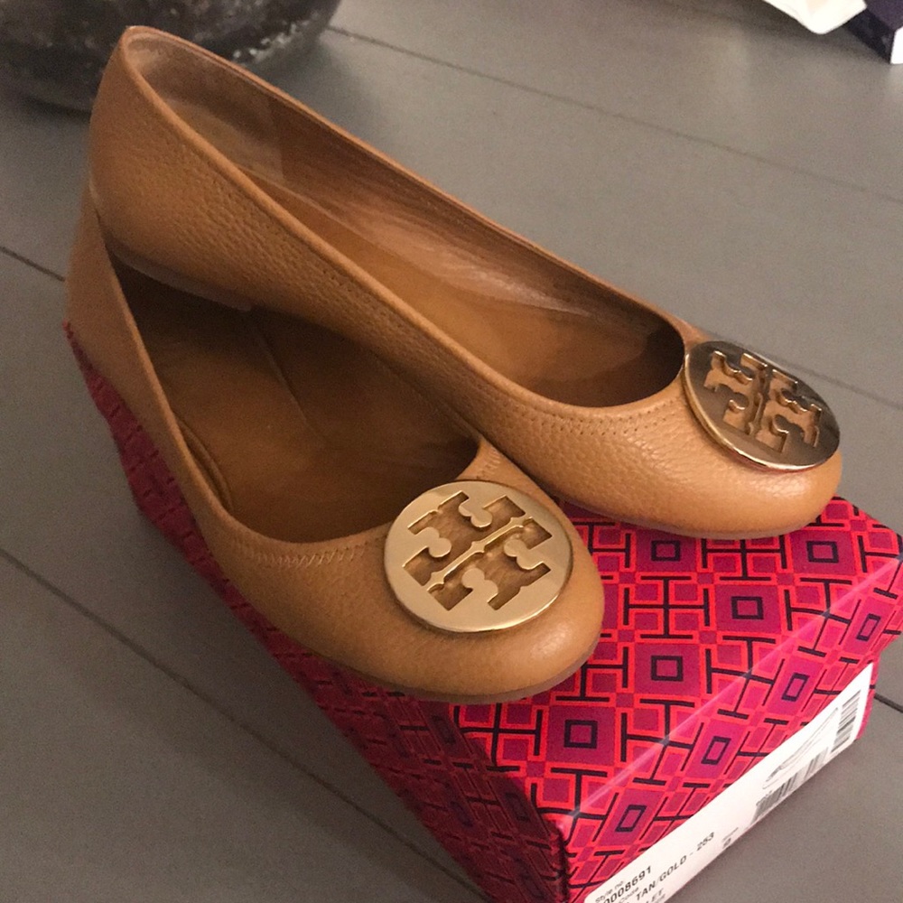 Tory Burch Royal Tan Reva Ballet Flats